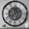 TOPPTIK 24 Inch Industrial Steampunk Wall Clock Oversized Solid Wood Frame Battery Operated Large Wall Clock with Real Rotating Gears Gray