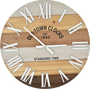 Oldtown Clocks 24 Wooden MultiColor Maritime Coastal Beach Large Roman Wall Clock Wood 24 inch
