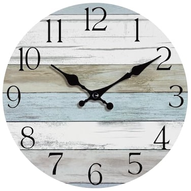 HYLANDA Wall Clock 10 Inch Silent Non Ticking Wall Clocks Battery Operated Rustic Wooden Clocks Decorative for Kitchen Bathroom Bedroom Living Room