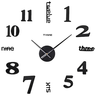 AILILIFE 2028 Inch DIY Wall Clock 3D Frameless Silent NonTicking Modern Battery Operated Wall Clocks for Living Room Bedroom Office and Home Decoration Black