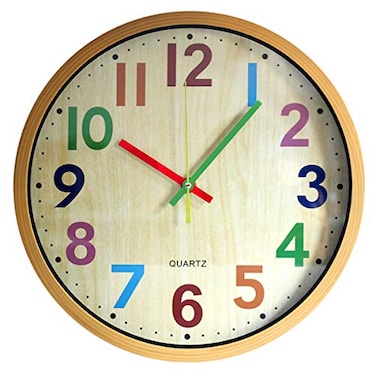 TOHOOYO Wall Clock 12 Inch Easy to Read Silent NonTicking Colorful Battery Operated Clockfor BedroomLiving RoomKitchenOfficeSchool Classroom Yellow