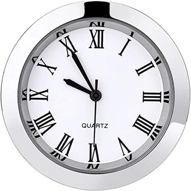 Hicarer 112 Inch 37 mm Round Quartz Clock Insert with Roman Numerals Fit 35 mm Diameter Hole Silver Bezel