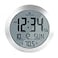 MARATHON 8Inch Round Digital Wall Clock Stainless Steel Large EasytoRead Display AMPM or 24Hour Time Eight Time Zones Indoor Temperature Date