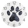 senya Black Dog Paw Print Design Round Wall Clock Silent Non Ticking Oil Painting Decorative for Home Office School Clock Art