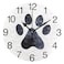 senya Black Dog Paw Print Design Round Wall Clock Silent Non Ticking Oil Painting Decorative for Home Office School Clock Art