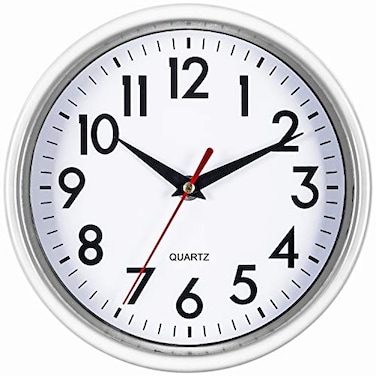 Bernhard Products White Wall Clock 8 Inch Retro Kitchen Silent NonTicking Quality Quartz Battery Operated Clock for HomeOfficeClassroomBathroomNursery Room Easy to Read
