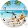 Britimes Round Wall Clock Silent NonTicking Battery Operated Clock 10 Inch Shell Sand Summer Time Beach Home Decor for Living Room Kitchen Bedroom and Office