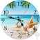 Britimes Round Wall Clock Silent NonTicking Battery Operated Clock 10 Inch Shell Sand Summer Time Beach Home Decor for Living Room Kitchen Bedroom and Office