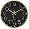 Foxtop Black Gold Wall Clock 12 Inch Silent NonTicking Battery Operated Round Quartz Modern Wall Clock for Living Room Kitchen Bedroom Home Office School Decor