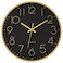 Foxtop Black Gold Wall Clock 12 Inch Silent NonTicking Battery Operated Round Quartz Modern Wall Clock for Living Room Kitchen Bedroom Home Office School Decor
