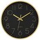 Foxtop Black Gold Wall Clock 12 Inch Silent NonTicking Battery Operated Round Quartz Modern Wall Clock for Living Room Kitchen Bedroom Home Office School Decor