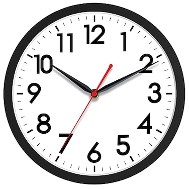 AKCISOT 14 Inch Wall Clock Silent NonTicking Modern Wall Clocks Battery Operated Analog Classic Clock for Office Home Bathroom Kitchen Bedroom School Living RoomBlack