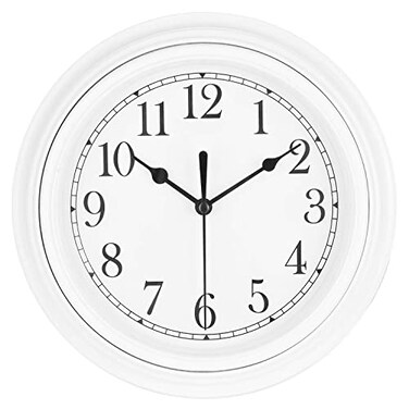 Topkey Silent Wall Clock Kitchen 9 Inch Retro NonTicking Decorative Bedroom Office Wall Clock White