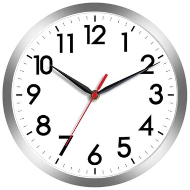 AKCISOT Wall Clock Modern Small Wall Clocks Battery Operated 8 Inch Silent NonTicking Analog Classic for Office Home Bathroom Kitchen Bedroom SchoolSilver