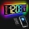 YISILE 16 Digital Wall Clock with Night Light Digital Clock with RGB Colors Changing Remote Control Dual Alarm Dimmer Auto DST Voice Control Auto Time Sync Clocks for Living Room Gift for Elderly