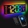 YISILE 16 Digital Wall Clock with Night Light Digital Clock with RGB Colors Changing Remote Control Dual Alarm Dimmer Auto DST Voice Control Auto Time Sync Clocks for Living Room Gift for Elderly