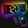 YISILE 16 Digital Wall Clock with Night Light Digital Clock with RGB Colors Changing Remote Control Dual Alarm Dimmer Auto DST Voice Control Auto Time Sync Clocks for Living Room Gift for Elderly