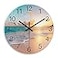 Constantplanet Beach Wall Clock Battery Operated 12 Inch Glass Wall Clock Non Ticking Analog Blue Wall Clocks for Bedroom Living Room Office Decor