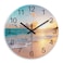 Constantplanet Beach Wall Clock Battery Operated 12 Inch Glass Wall Clock Non Ticking Analog Blue Wall Clocks for Bedroom Living Room Office Decor