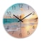 Constantplanet Beach Wall Clock Battery Operated 12 Inch Glass Wall Clock Non Ticking Analog Blue Wall Clocks for Bedroom Living Room Office Decor