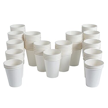 MayTree Compostable Biodegradable Paper Cups 10 oz for Hot Water Tea Holder To Go and Cold Coffee Cup 300 Pack