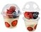 botogift 50 Sets 9 oz Clear Plastic Cups with Insert Dome LidsNO HOLE Disposable Parfait Cups with Lids for Fruit Yogurt Smoothie Iced Cold Drinks Dips and Veggies No Leaking