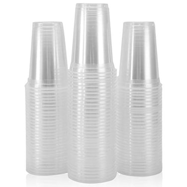 Walasaso Plastic Cups 100 Pack 12 Oz Clear Plastic Cups Disposable 12 Oz for Home Office Outdoors Picnic Suitable for Anniversary Party