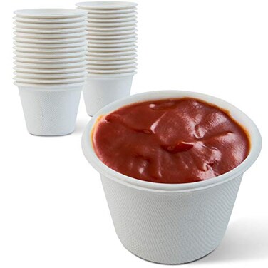 Green Earth 4 oz Bagasse Compostable Cups Biodegradable Sugarcane Fiber Material White 50Pack