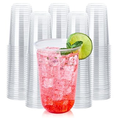 Vplus 16 oz Compostable Clear Plastic Cold Cups 100 Pack Biodegradable Disposable Cups BPA PFAS Free PlantBased Plastic Cups for Juice Wine Parties Weddings and Everyday Use