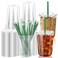 GGOLDMER 25 Set Clear Plastic Cups with Lids and Straws 16oz Disposable Plastic Iced Coffee Cups with Lids Round Bottom for Coffee Juice Cold Drinks Iced Latte