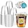 Xlong 50 Sets Clear Plastic Cups with Strawless Sip Lids 12 Oz Disposable Round Bottom Iced Coffee Cups with Lids and Inspiring Stickers for Cold DrinksJuice Bubble Boba TeaSmoothie To Go Cup