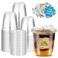 Xlong 50 Sets Clear Plastic Cups with Strawless Sip Lids 12 Oz Disposable Round Bottom Iced Coffee Cups with Lids and Inspiring Stickers for Cold DrinksJuice Bubble Boba TeaSmoothie To Go Cup
