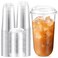 Baderke 50 Sets Clear Plastic Cups with Lids Iced Coffee Cups with lidsDisposable Plastic Smoothie Cup for Cold Drinks Sip Lid 20 oz