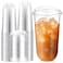 Baderke 50 Sets Clear Plastic Cups with Lids Iced Coffee Cups with lidsDisposable Plastic Smoothie Cup for Cold Drinks Sip Lid 20 oz