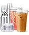 Aatriet 100 Pack 24 oz Clear Plastic Cups with StrawlessSipLids Disposable Cups Plastic Iced Coffee Cups To Go Cups with Sip Through Lids for Smoothie Milkshake Cold Drinks for Party Wedding Event