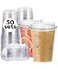 Aatriet 16 oz Clear Plastic Cups with StrawlessSipLids 50 Sets Disposable Cups Plastic Iced Coffee Cups To Go Cups with Sip Through Lids for Smoothie Milkshake Cold Drinks for Party Wedding Event