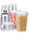 Aatriet 16 oz Clear Plastic Cups with StrawlessSipLids 50 Sets Disposable Cups Plastic Iced Coffee Cups To Go Cups with Sip Through Lids for Smoothie Milkshake Cold Drinks for Party Wedding Event