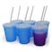 Rolling Sands 16 Oz Reusable Plastic Stadium Cups with Lids 6 Pack USA Made Color Changing Tumblers Includes 6 Reusable Straws Dishwasher Safe Blue to Purple