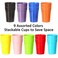 Youngever 18 Pack 12 Ounce Plastic Kids Juice Tumblers Unbreakable Drinking Glasses Plastic Cups Reusable Stackable NO BPA Toprack Dishwasher Safe Rainbow Colors