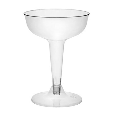Party Essentials Disposable Hard Plastic Two Piece 4 oz Toasting Cocktail Cups 50Count Clear Champagne Glasses