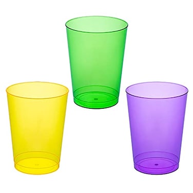 Party Essentials Hard Plastic Party CupsTumblers 10Ounce Mardi Gras Mix 50Count
