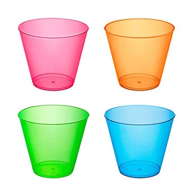 Party Essentials Plastic Cups 100Count Assorted Neon