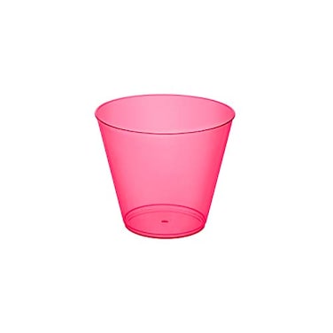 Party Essentials Hard Plastic 9Ounce Party Cups and Old Fashioned Tumblers Neon Pink 25Count