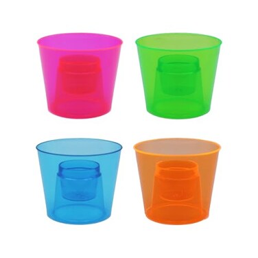Party Essentials Hard Plastic 4Ounce Bomber Cups Assorted Neon 12Count