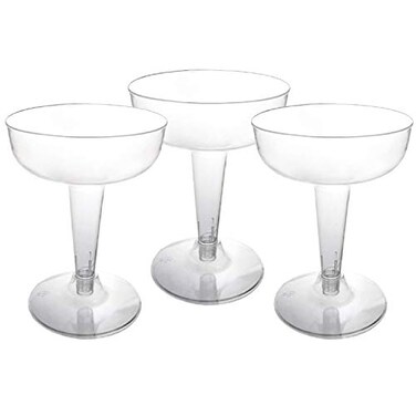 Party Essentials Hard Plastic Two Piece 4Ounce Champagne Glasses Clear 150Count Glasses