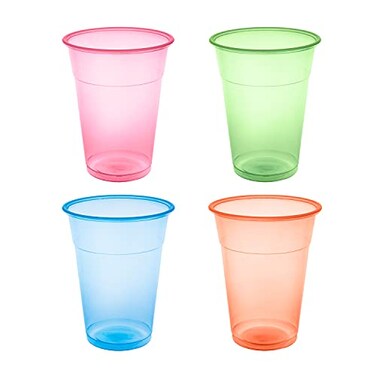 Party Essentials Soft Plastic 12Ounce Party CupsTumblers 40Count Assorted Neon