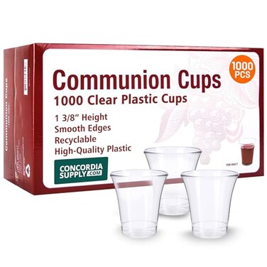 Concordia Supply Communion Cups 138 Recyclable Hard Plastic Cups wSmooth Edges Fits Standard Holy Communion Trays for Church Services Fellowship Santa Cena 1000 Count