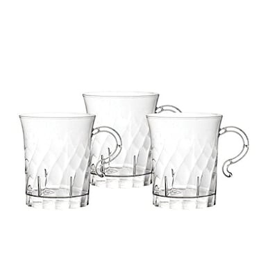 Party Essentials 10 Count Hard Plastic Swirled CoffeePunch Bowl Cups 8 oz Clear