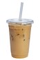 GUSTO Clear Plastic Cups with Flat Lids 20 oz 100 Count Disposable Iced Coffee Cups with Lids PET Plastic Cold Cups for Smoothies Juices ToGo Drinks Formerly Comfy Package