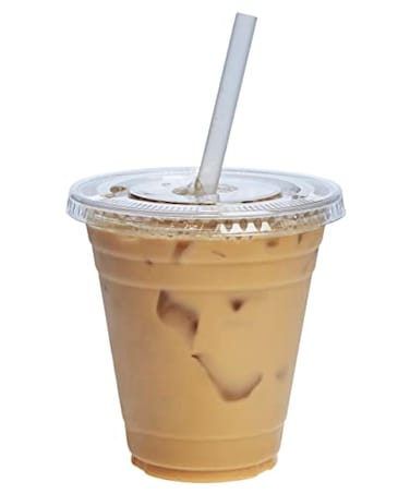 GUSTO Clear Plastic Cups with Flat Lids 12 oz 100 Count Disposable Iced Coffee Cups with Lids PET Plastic Cold Cups for Smoothies Juices ToGo Drinks Formerly Comfy Package